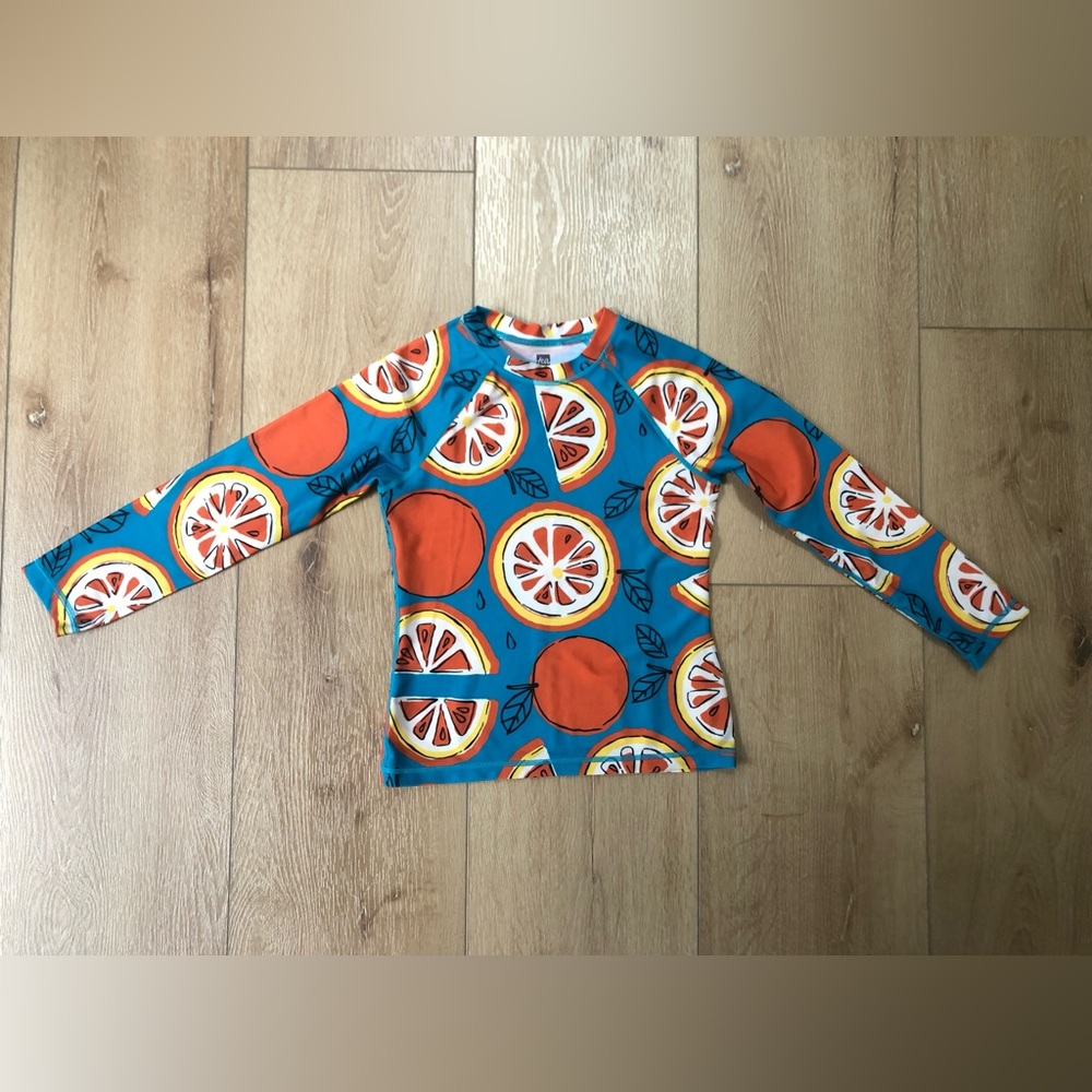 Tea Collection Blue and Orange Citrus Kids Rashguard
